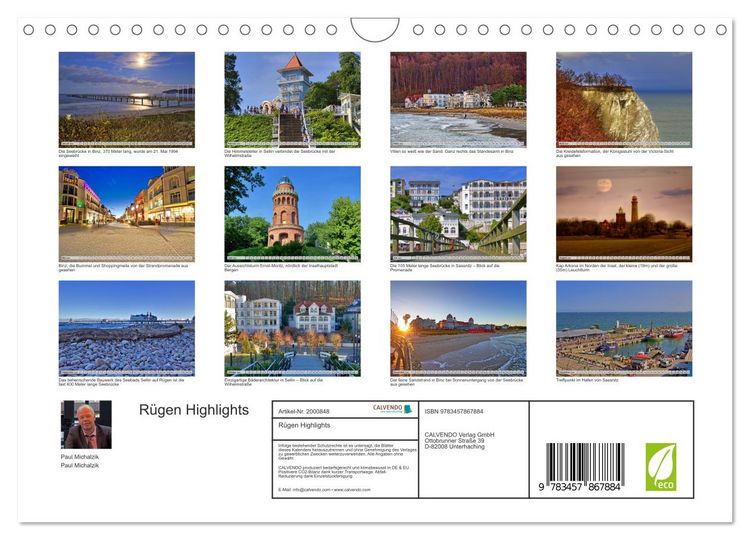 Produktbild: R&uuml;gen Highlights (Wandkalender 2026 DIN A4 quer), CALVENDO Monatskalender