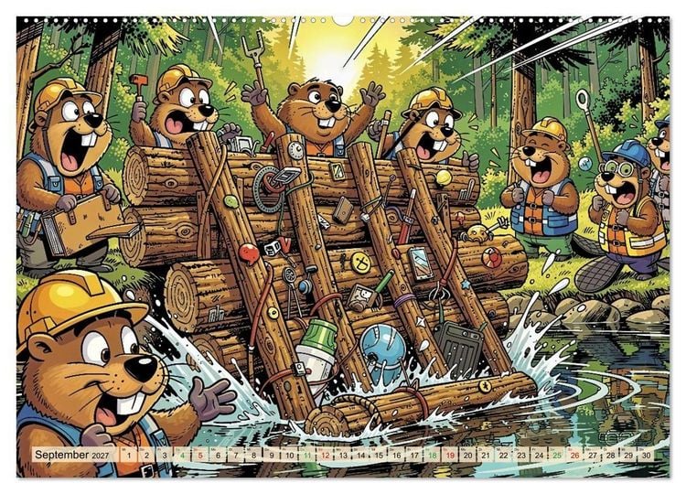 Produktbild: Lustige Biber - Comic (Wandkalender 2027 DIN A2 quer), CALVENDO Monatskalender
