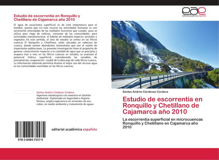 Produktbild: Estudio de escorrent&iacute;a en Ronquillo y Chetillano de Cajamarca a&ntilde;o 2010
