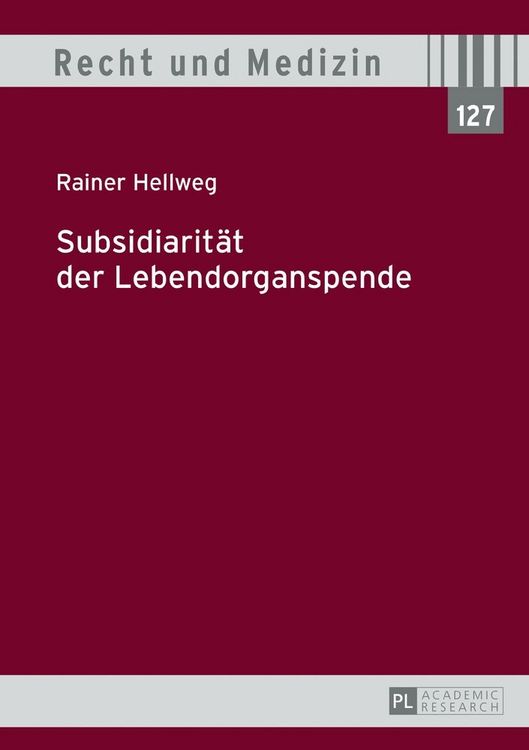 Produktbild: Subsidiarit&auml;t der Lebendorganspende