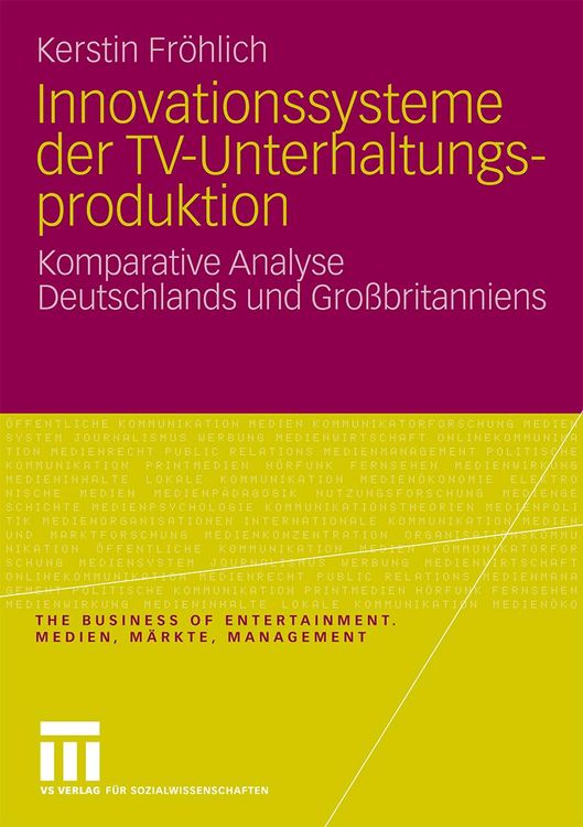 Produktbild: Innovationssysteme der TV-Unterhaltungsproduktion