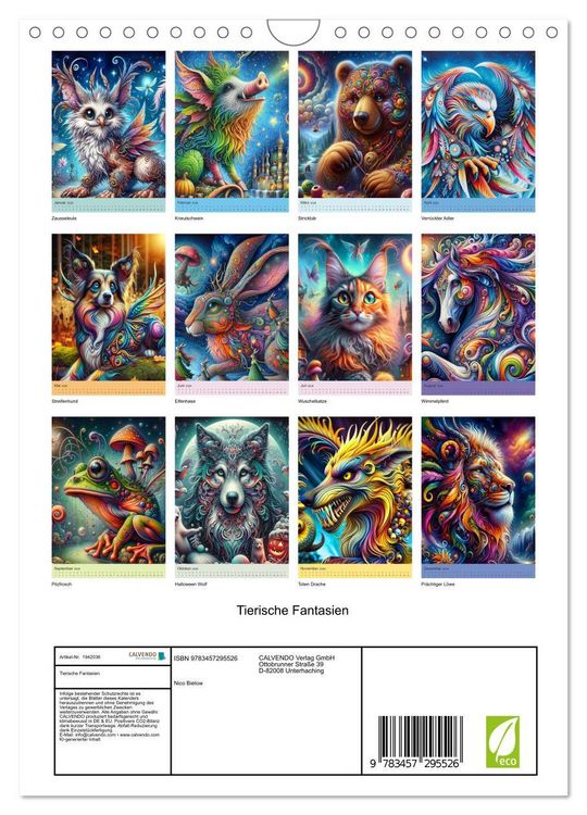 Produktbild: Tierische Fantasien (Wandkalender 2026 DIN A4 hoch), CALVENDO Monatskalender