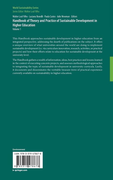 Produktbild: Handbook of Theory and Practice of Sustainable Development in Higher Education