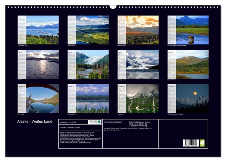 Produktbild: Alaska - Weites Land (Wandkalender 2026 DIN A2 quer), CALVENDO Monatskalender
