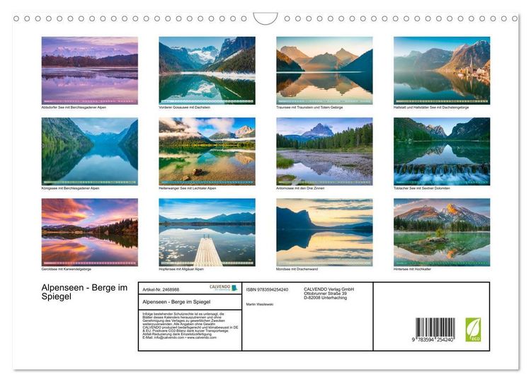 Produktbild: Alpenseen - Berge im Spiegel (Wandkalender 2027 DIN A3 quer), CALVENDO Monatskalender