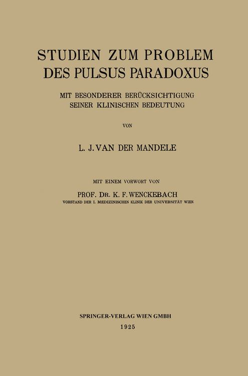 Produktbild: Studien zum Problem des Pulsus Paradoxus