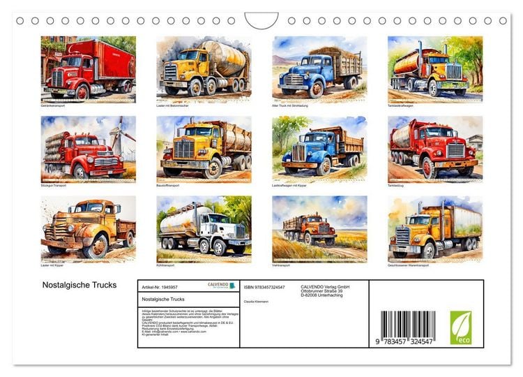 Produktbild: Nostalgische Trucks (Wandkalender 2026 DIN A4 quer), CALVENDO Monatskalender