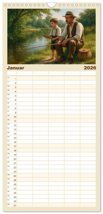 Produktbild: Familienplaner 2026 - Ernest Hemingway mit 5 Spalten (Wandkalender, 21 x 45 cm) CALVENDO