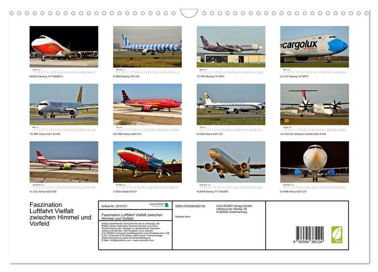 Produktbild: Faszination Luftfahrt Vielfalt zwischen Himmel und Vorfeld (Wandkalender 2027 DIN A3 quer), CALVENDO Monatskalender