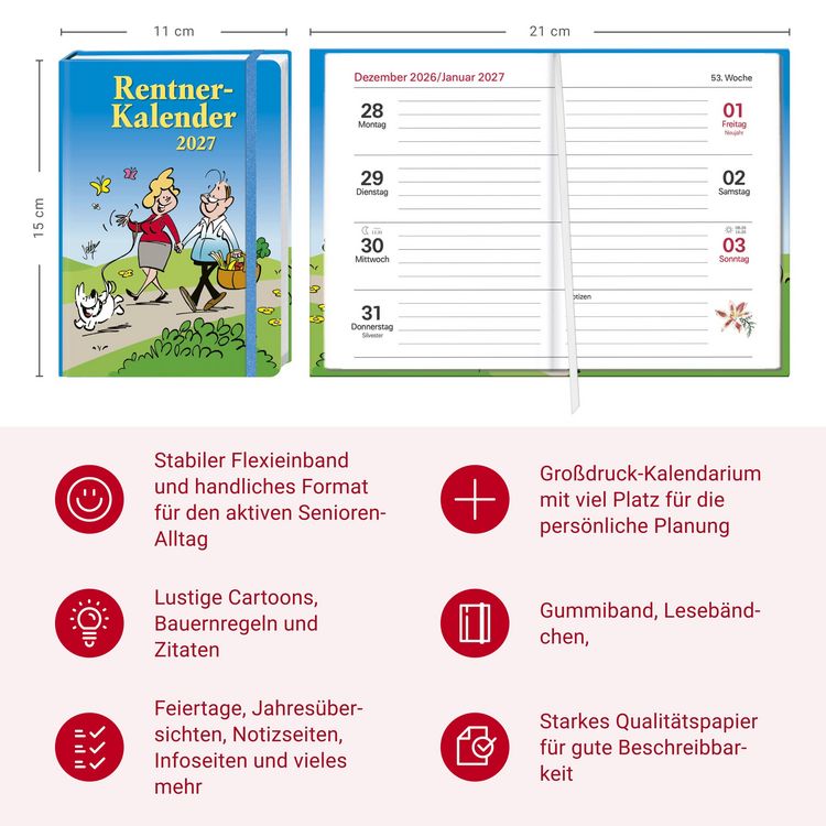 Produktbild: Rentner Kalenderbuch A6 2027