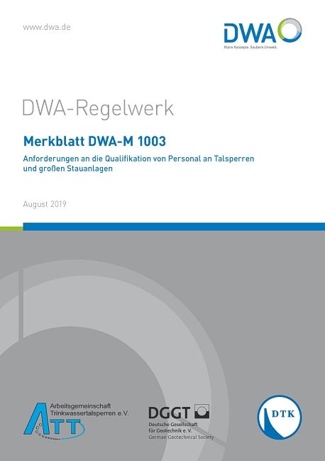 Produktbild: Merkblatt DWA-M 1003 Anforderungen an die Qualifikation von Personal an Talsperren und gro&szlig;en Stauanlagen