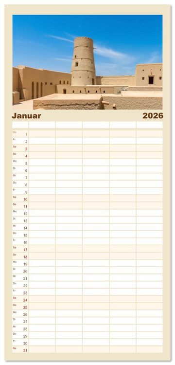 Produktbild: Familienplaner 2026 - Oman - Historische Perle des Orients mit 5 Spalten (Wandkalender, 21 x 45 cm) CALVENDO