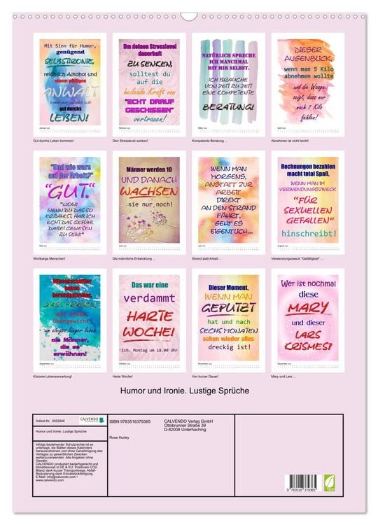 Produktbild: Humor und Ironie. Lustige Spr&uuml;che (Wandkalender 2026 DIN A2 hoch), CALVENDO Monatskalender