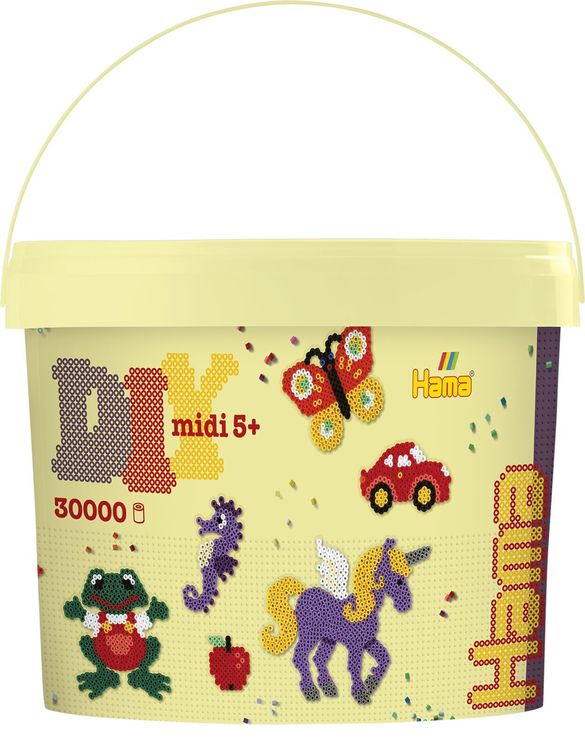 Produktbild: Hama 181-67 - Eimer mit ca. 30000 Midi-Bügelperlen, Volltonmix