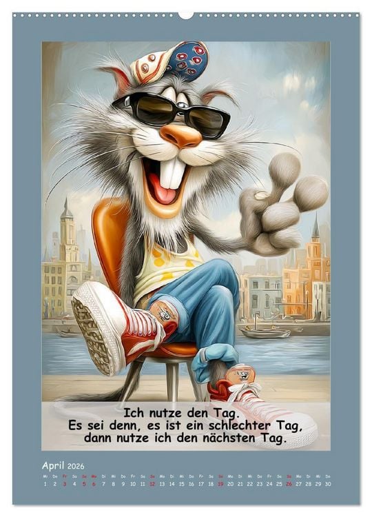 Produktbild: Kratzige Kerle. Trockener Katzenhumor vom Feinsten (Wandkalender 2026 DIN A2 hoch), CALVENDO Monatskalender