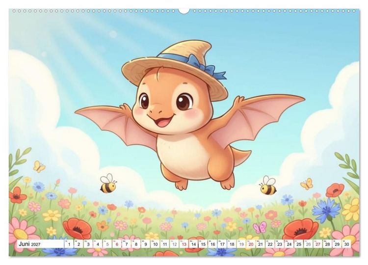 Produktbild: Dino-Babys Jahresreise (hochwertiger Premium Wandkalender 2027 DIN A2 quer), Kunstdruck in Hochglanz