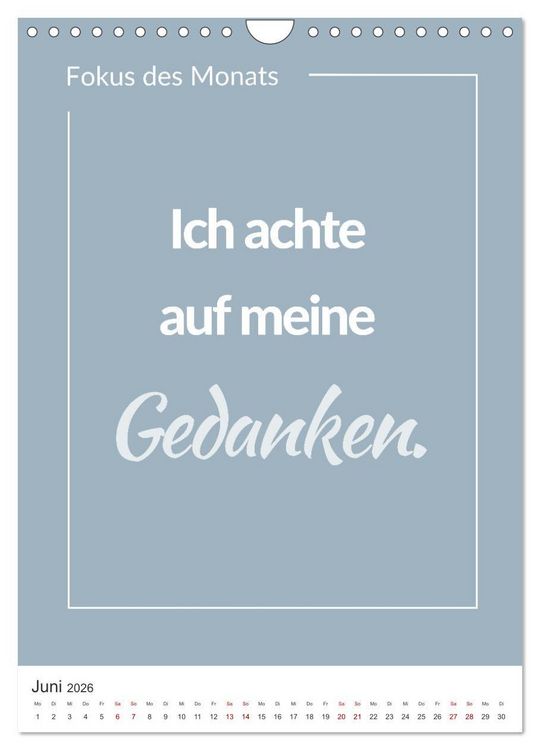 Produktbild: Achtsamkeitskalender: Mehr Achtsamkeit im Alltag mit dem Fokus des Monats (Wandkalender 2026 DIN A4 hoch), CALVENDO Monatskalender