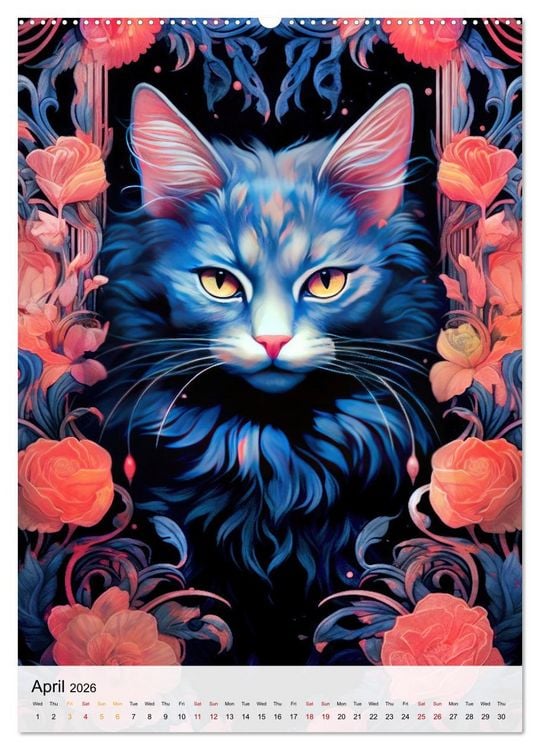 Produktbild: Feline Zen (High Quality Premium Wall Calendar 2026 DIN A2 portrait),CALVENDO 12 Month Wall Calendar