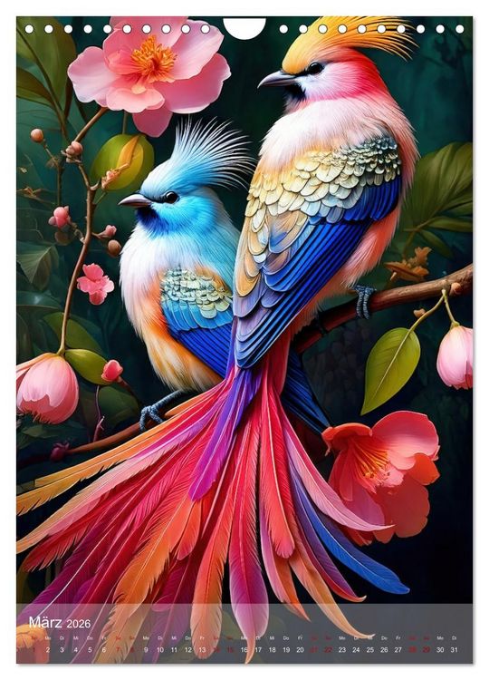 Produktbild: Exotische Harmonie - Paradiesv&ouml;gel und Blumenpracht (Wandkalender 2026 DIN A4 hoch), CALVENDO Monatskalender