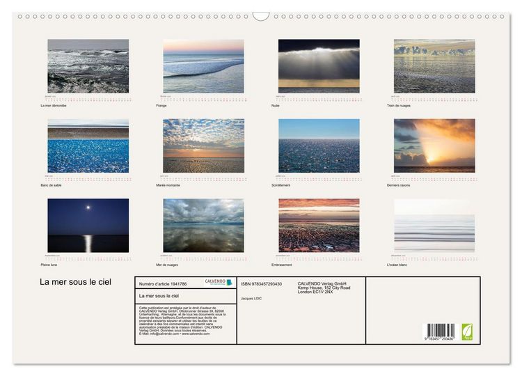 Produktbild: La mer sous le ciel (Calendrier mural 2026 DIN A2 vertical), CALVENDO calendrier mensuel