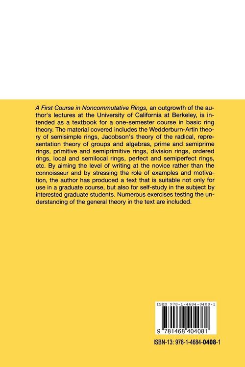 Produktbild: A First Course in Noncommutative Rings