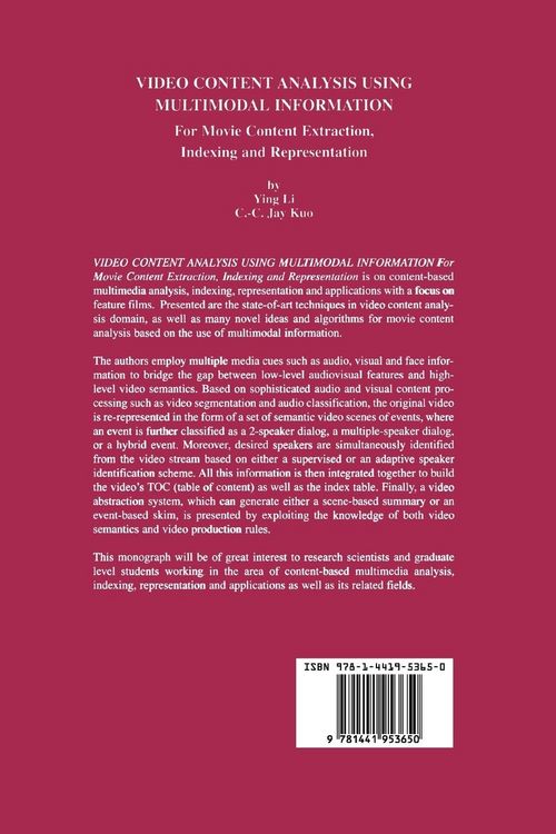 Produktbild: Video Content Analysis Using Multimodal Information