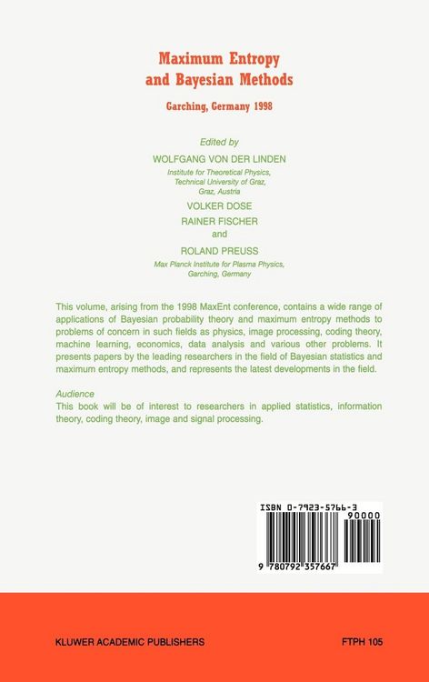 Produktbild: Maximum Entropy and Bayesian Methods Garching, Germany 1998