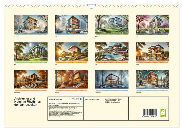 Produktbild: Architektur und Natur im Rhythmus der Jahreszeiten (Wandkalender 2026 DIN A3 quer), CALVENDO Monatskalender