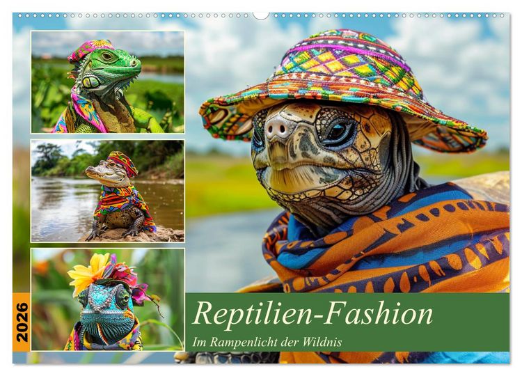 Produktbild: Reptilien-Fashion. Im Rampenlicht der Wildnis (Wandkalender 2026 DIN A2 quer), CALVENDO Monatskalender