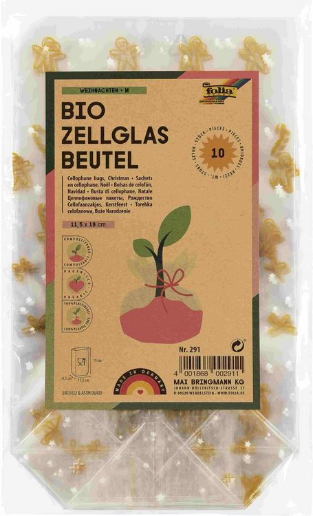 Produktbild: Folia Bio Zellglasbeutel M Weihnachten, 115x190mm, 10 St&uuml;ck