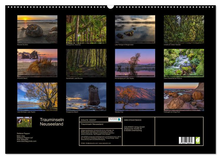 Produktbild: Trauminseln Neuseeland (Wandkalender 2026 DIN A2 quer), CALVENDO Monatskalender