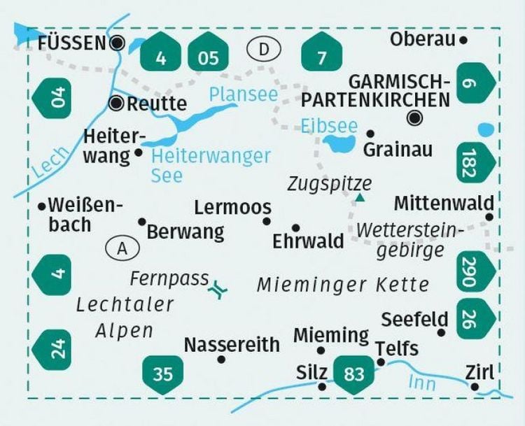 Produktbild: KOMPASS Wanderkarte 25 Zugspitze, Mieminger Kette, Ehrwald, Lermoos, Garmisch-Partenkirchen, Reutte 1:50.000