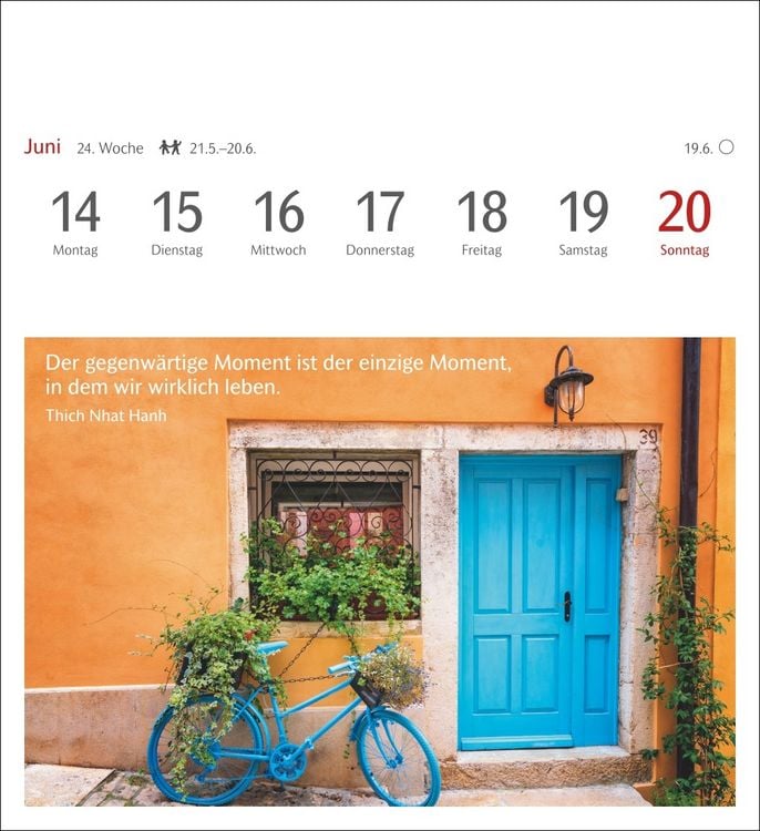 Produktbild: Momente des Gl&uuml;cks Postkartenkalender 2027 - Wochenkalender mit Zitaten, mit 53 Postkarten