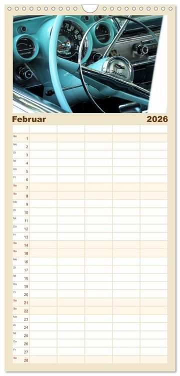 Produktbild: Familienplaner 2026 - Klassische Armaturenbretter mit 5 Spalten (Wandkalender, 21 x 45 cm) CALVENDO