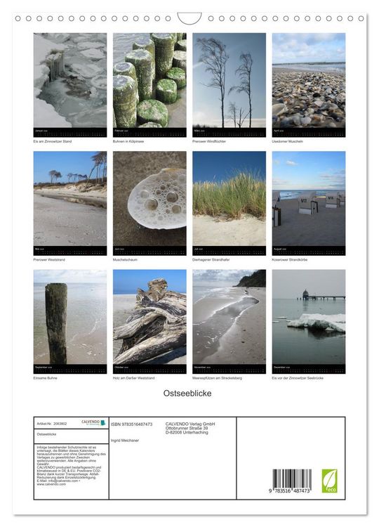 Produktbild: Ostseeblicke (Wandkalender 2026 DIN A3 hoch), CALVENDO Monatskalender