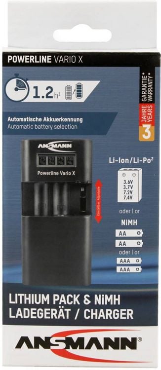 Produktbild: Ansmann Powerline Vario X 1001-0085 Kamera-Ladeger&auml;t Passender Akku LiIon, LiPo, NiMH