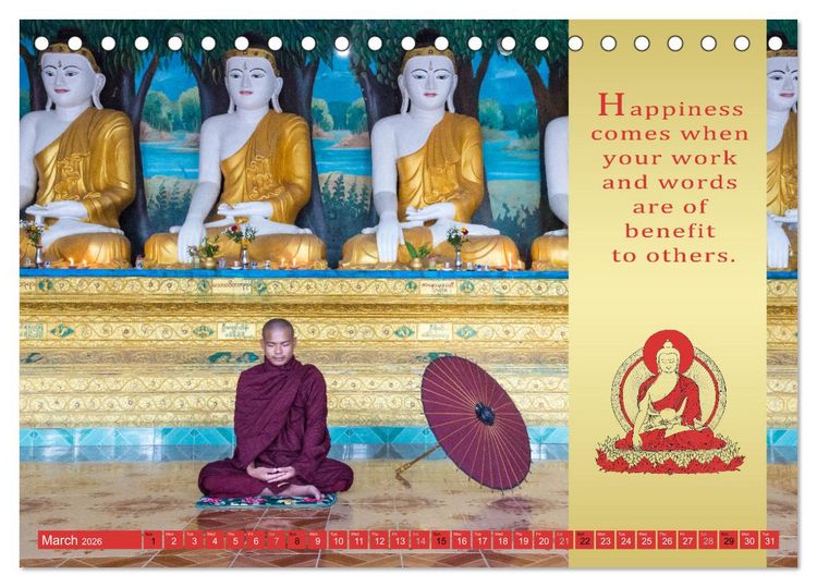 Produktbild: BUDDHIST WISDOMS - THE RED UMBRELLA (Desk Calendar 2026 DIN A5 landscape), CALVENDO 12 Month DeskCalendar