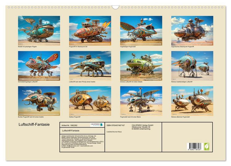Produktbild: Luftschiff-Fantasie (Wandkalender 2026 DIN A2 quer), CALVENDO Monatskalender