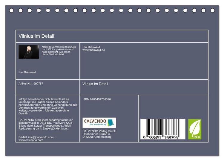 Produktbild: Vilnius im Detail (Tischkalender 2026 DIN A5 quer), CALVENDO Monatskalender
