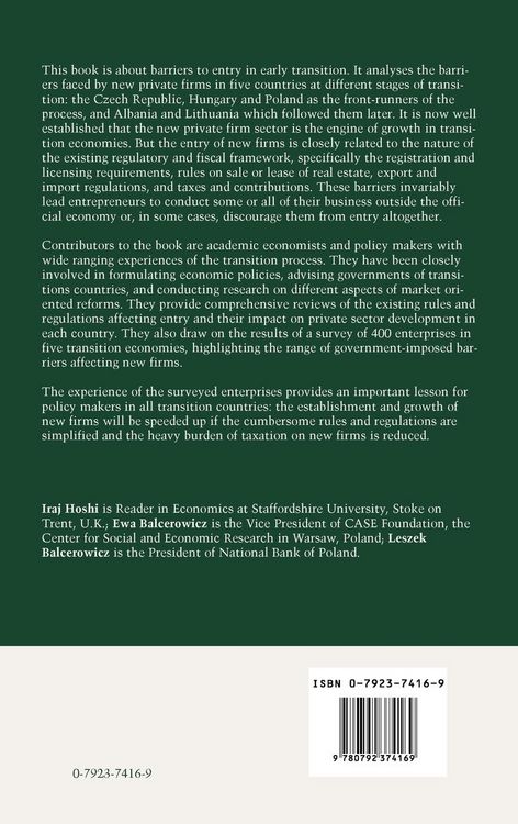 Produktbild: Barriers to Entry and Growth of New Firms in Early Transition