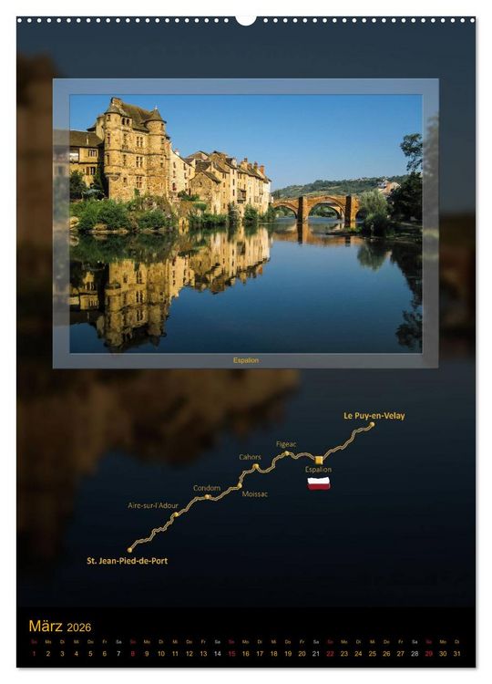Produktbild: Jakobsweg Via Podiensis (Wandkalender 2026 DIN A2 hoch), CALVENDO Monatskalender