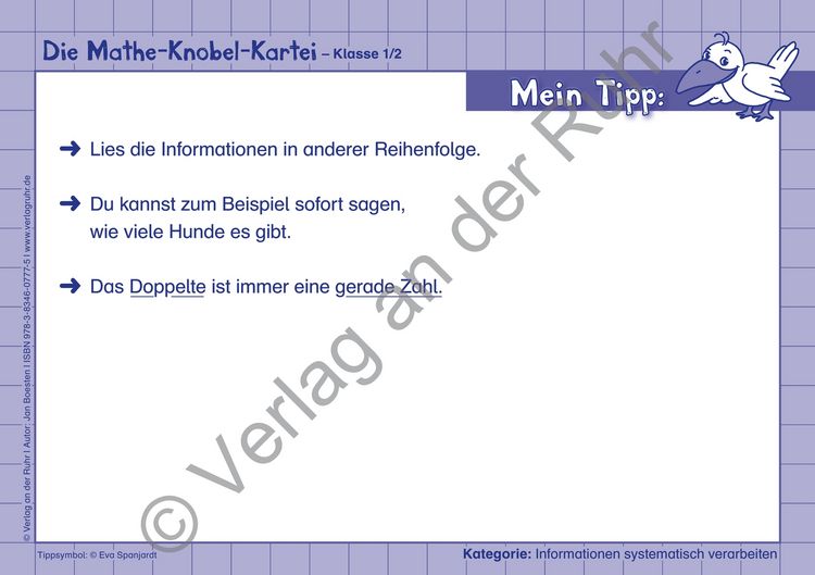 Produktbild: Die Mathe-Knobel-Kartei &ndash; Klasse 1/2