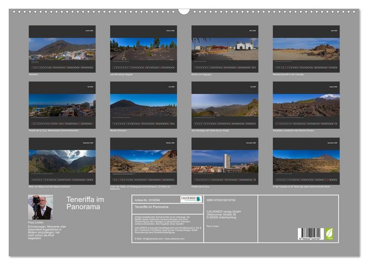 Produktbild: Teneriffa im Panorama (Wandkalender 2026 DIN A2 quer), CALVENDO Monatskalender