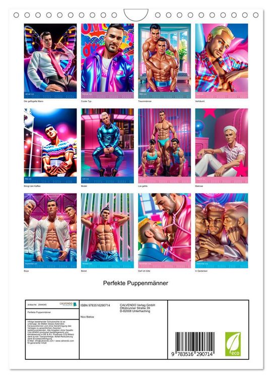 Produktbild: Perfekte Puppenm&auml;nner (Wandkalender 2026 DIN A4 hoch), CALVENDO Monatskalender
