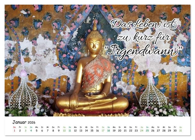 Produktbild: Fernwehabenteurer Asien - 12 Motivierende Gedanken von unterwegs (Tischkalender 2026 DIN A5 quer), CALVENDO Monatskalender