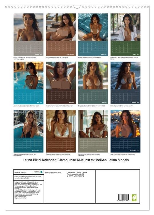 Produktbild: Latina Bikini Kalender: Glamour&ouml;se KI-Kunst mit hei&szlig;en Latina Models (Wandkalender 2027 DIN A2 hoch), CALVENDO Monatskalender