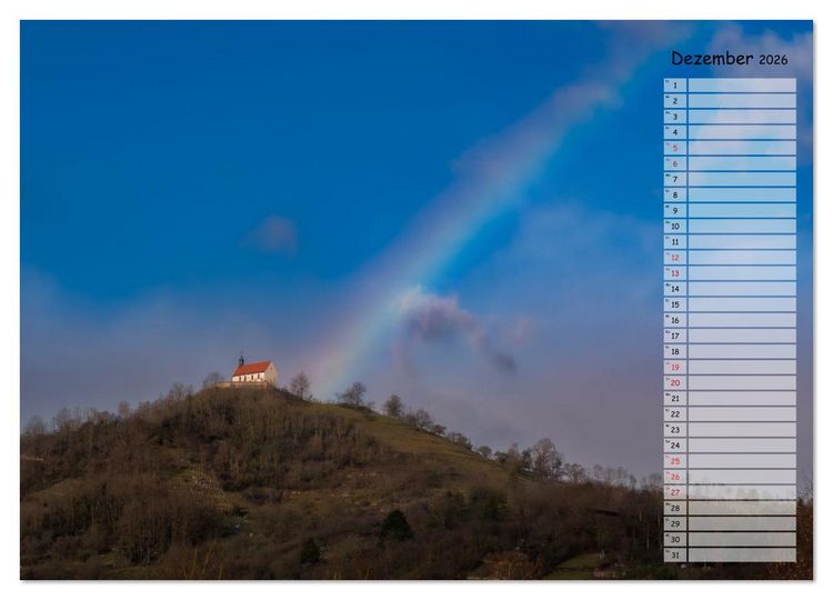 Produktbild: Rund um die Wurmlinger Kapelle (Wandkalender 2026 DIN A4 quer), CALVENDO Monatskalender