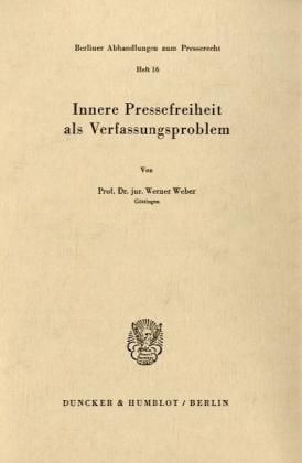 Produktbild: Innere Pressefreiheit als Verfassungsproblem.