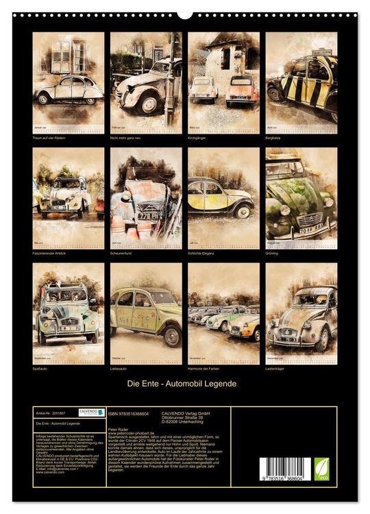 Produktbild: Die Ente - Automobil Legende (Wandkalender 2026 DIN A2 hoch), CALVENDO Monatskalender