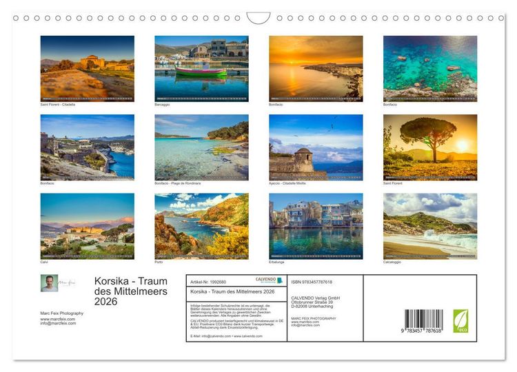 Produktbild: Korsika - Traum des Mittelmeers 2026 (Wandkalender 2026 DIN A3 quer), CALVENDO Monatskalender